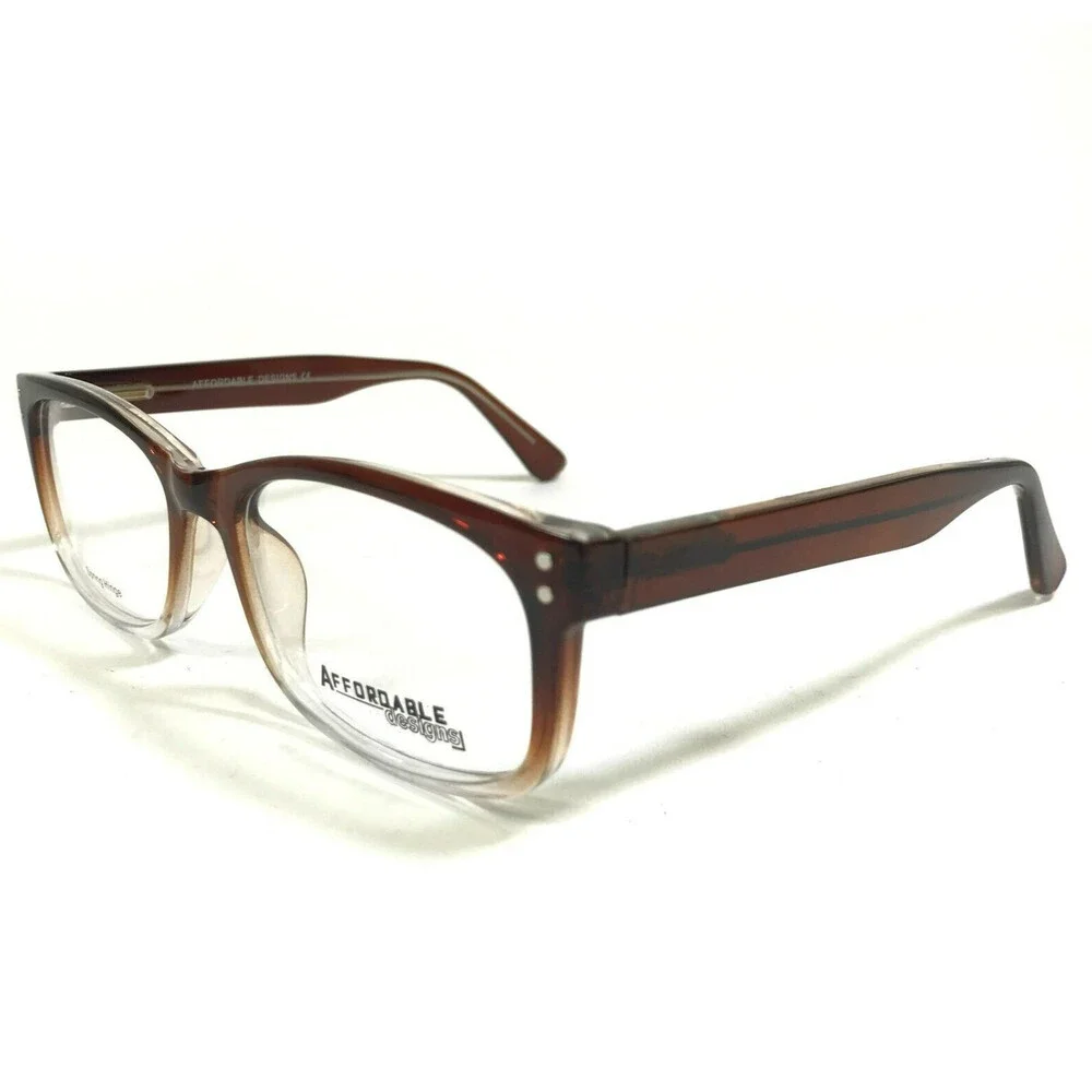 Affordable Designs Eyeglasses Frames FINN BROWN Clear Fade Square 56-18-150
